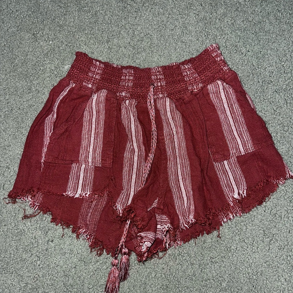 Women's Red Striped Shorts
